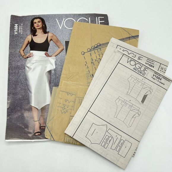 Vogue Sewing Pattern V1684 A5 Pencil Wrap Skirt Statement Front 6 8 10 12 14 - Picture 7 of 7